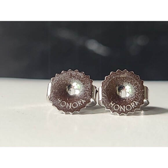 Honora 925 Sterling Silver Gray Pearl Stud Earrings Vintage - Picture 5 of 10